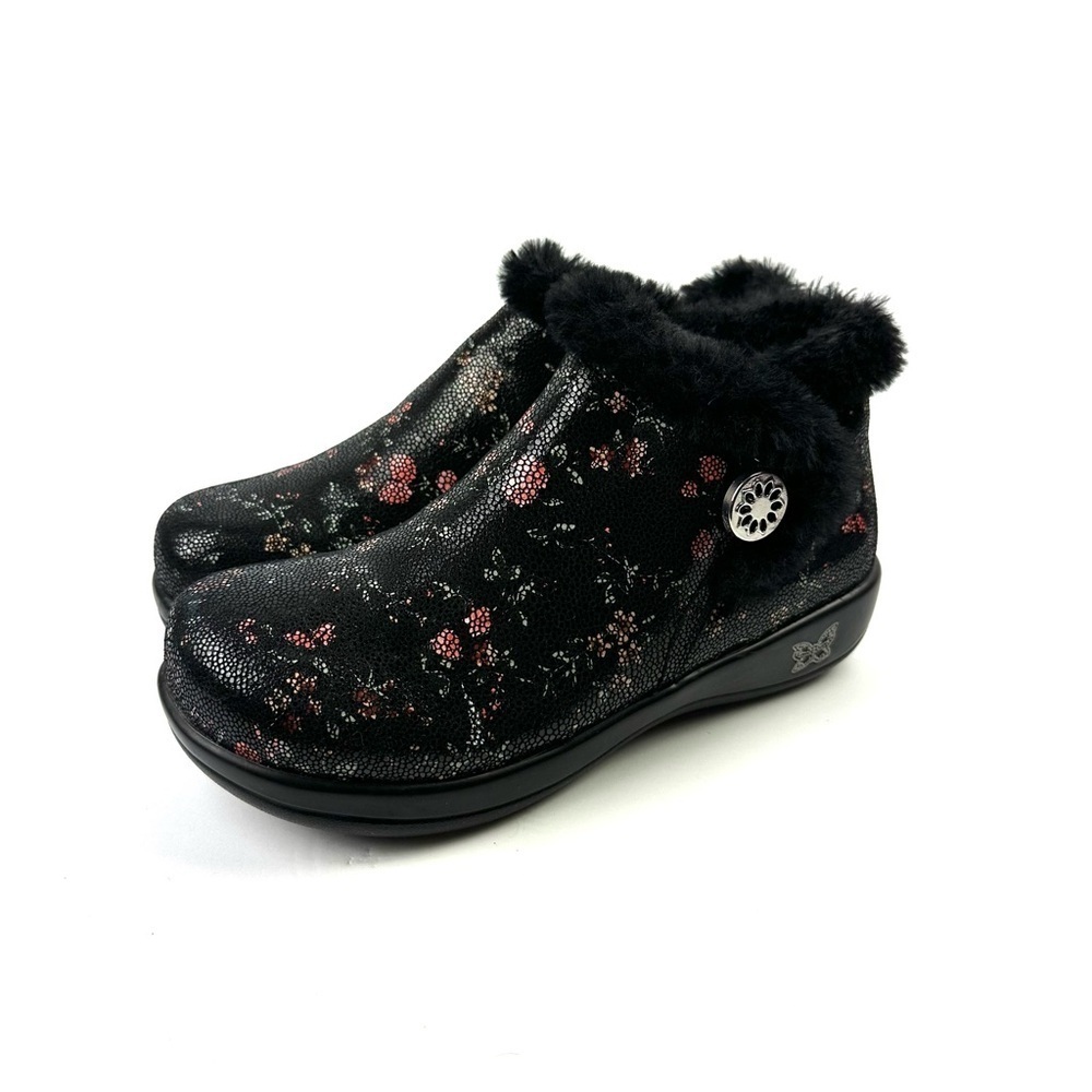 Alegria Meri Ankle Boot 37‎ Sweetie Pie Black Leather Zip Up Bootie Lined Womens